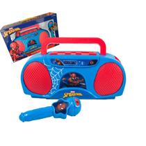 Caixa De Som Homem-Aranha Boombox Com Microfone Entrada Auxiliar P2 Infantil Caixa De Som Homem-Aranha Boombox Com Microfone Entrada Auxiliar P2 Infantil