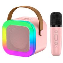 Caixa de Som Karaokê Adulto Bluetooth Microfone Sem Fio Com Luz LED Para Criança