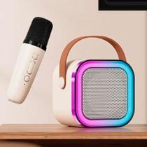 Caixa de Som Karaokê Adulto Portátil Bluetooth Microfone Sem Fio Luz LED