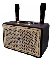 Caixa de Som Karaokê AM-8516 200W, Bluetooth, Bateria e 2 Microfones