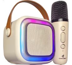 Caixa De Som Karaokê Bluetooth Com 2 Microfones Sem Fio Led