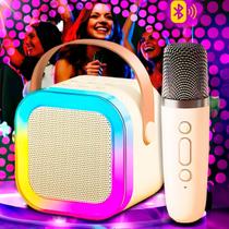Caixa de Som Karaokê Bluetooth Microfone Sem Fio Com LED RGB Para Alegria