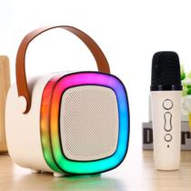 Caixa de Som Karaokê Com Led Rgb Bluetooth Microfone Sem Fio Portátil Para Alegria