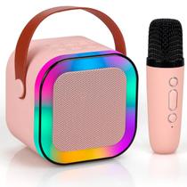 Caixa de Som Karaokê Infantil Bluetooth Microfone Sem Fio Com Led Rgb