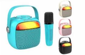 Caixa de Som Karaokê Infantil Crianças Família Bluetooth LED com Microfone Sem Fio - Ka