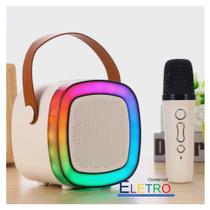 Caixa de Som Karaoke Kids Com Microfone Iluminação Efeito RGB Com 1 Microfone