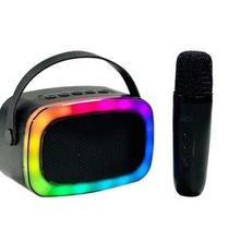 Caixa De Som Karaokê Led Bluetooth Microfone Sem Fio AM-8550 Preta Caixa De Som Karaokê Led Bluetooth Microfone Sem Fio AM-8550 Preta