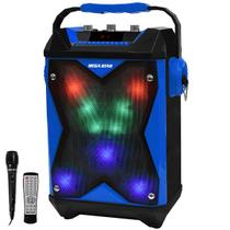 Caixa de Som Karaoke Megastar HY-K63BTA 1.500 Watts Bluetooth/USB/FM Bivolt - Preto/Azul Claro