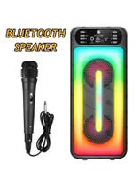 Caixa de som karaokê+ microfone com led rgb