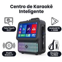 Caixa De Som Karaokê portátil SomBox D-XK422 Tela Touch 13.3 Android 80W Bateria 24000mAh wifi 2 Mic