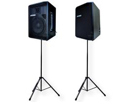 Caixa de som kit ativa passiva 12" 500w datrel e tripé prof