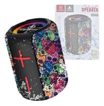 Caixa De Som Led Bluetooth Portátil Tws Estampa Caveira KA-8778 Caixa De Som Led Bluetooth Portátil Tws Estampa Caveira KA-8778