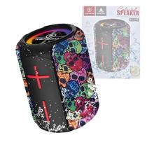 Caixa de Som LED Bluetooth Portátil TWS Estampa Caveira Speaker Kapbom KA-8778