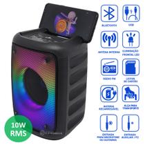 Caixa De Som Luz Led RGB Colorido 10W Conexão Bluetooth Entrada Pendrive Cartão Micro SD D4139