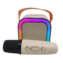 Caixa De Som Microfone Bluetooth Karaoke Portatil Alto Falante Luz Led Audio Efeito Voz Evento Festa Palestra Comemoraçao Aniversario