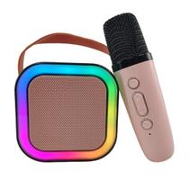 Caixa De Som Microfone Karaoke Bluetooth Sem Fio Led Muda Voz Efeito Vocal Musica Alto Falante Portatil Festa Comemoraçao