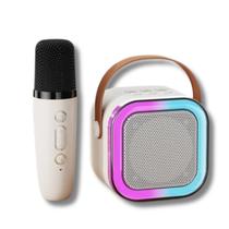 Caixa De Som Mini Karaokê Microfone Alto-falante Luzes RGB Portátil Caixa De Som