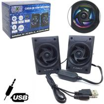 Caixa de som multimídia 6w com luz cabo USB e P2 Qualidade Sonora e Controle de Volume