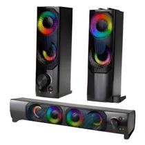 Caixa de Som Multimídia Knup KP-6040 12W RMS 2.0 USB P2 LED RGB Preto