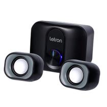 Caixa De Som Para Computador Celular Office Auto Falante Preto Subwoofer USB Letron - Papelaria Stor