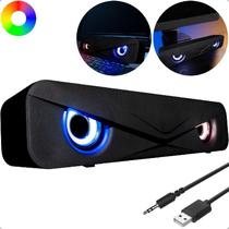 Caixa De Som Para PC Subwoofer Soundbar LED RGB Tv Computador Notebook