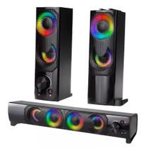 Caixa De Som Pc Usb P2 Potente Soundbar Notebook Rgb Luz Led KP-6041