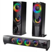 Caixa De Som Pc Usb P2 Potente Soundbar Notebook Rgb Luz Led KP6041