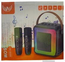 Caixa de Som Portatil 5W Com 2 Microfone Karaoke Automex AM-8559 - Altomex
