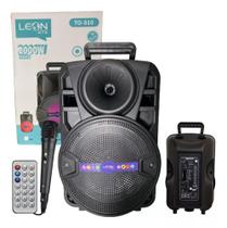 Caixa de som portátil amplificada 2000W de PMPO Rádio FM bluetooth microfone karaokê - Leon