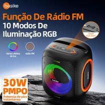 Caixa De Som Portatil Basike Bluetooth Rádio Fm Com Rgb Tws 110v220v Preto