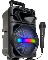 Caixa de Som Portátil Bluetooth 15W Som Potente com Karaokê e Microfone Caixa de Som Portátil Bluetooth 15W Som Potente com Karaokê e Microfone