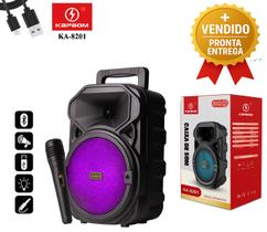 Caixa de Som Portátil Bluetooth 20W Rms com Microfone Usb Sd Mp3 LED 6.5 Polegadas Recarregável