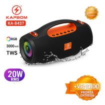 Caixa de Som Portátil Bluetooth FM 20W TWS Resistente LED Som Potente Graves Fortes Alça