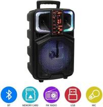 Caixa De Som Portátil Bluetooth Karaokê Potente Rgb 2000w Microfone controle remoto cabo USB RádioFM