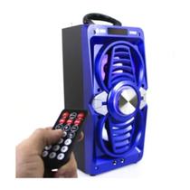 Caixa De Som Portátil Bluetooth Mp3 Usb Fm Karaokê Azul