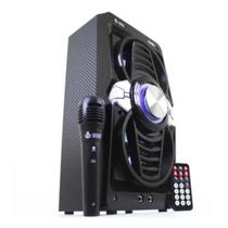 Caixa De Som Portátil Bluetooth Mp3 Usb Fm Karaokê Preta Caixa De Som Portátil Bluetooth Mp3 Usb Fm Karaokê Preta