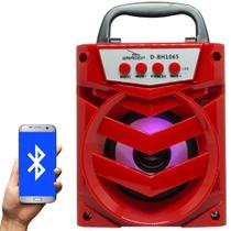 Caixa de Som Portátil Bluetooth Mp3 USB Radio Fm 6W Grasep D-BH1065 Vermelha