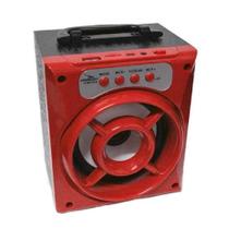 Caixa de Som Portátil Bluetooth Mp3 USB Radio Fm Auxiliar 8W Aero Vermelha