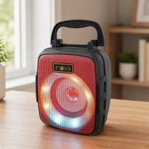 Caixa De Som Portátil Bluetooth Radio Recarregável Com LEDs