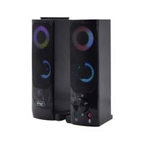 Caixa de Som Potente Estéreo C/ RGB USB P2 Soundbar Portátl Multimídia Compacta P/ PC Gamer Computador Notebook
