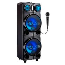 Caixa de Som Pulse Storm 2 10 pol BT Led Rádio TWs 1500w1 Mic