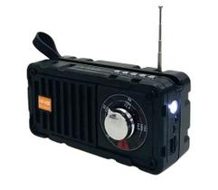 Caixa de Som Rádio Solar Recarregável USB Lanterna Preto