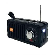 Caixa De Som Rádio Solar Recarregável Usb Lanterna Preto