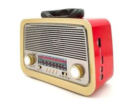 Caixa De Som Retro Bluetooth Radio Fm Usb Vintage VERMELHO