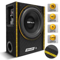 Caixa De Som Shutt Ultra Slim Amplificada Diamantada 500w Subwoofer 8 Pol Bolinha Grave Forte Led