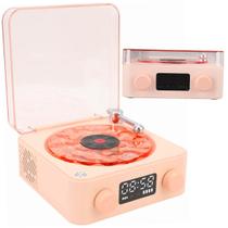 Caixa de Som Toca Disco Vinil Vitrola Musica Bluetooth Cartao Tf USB Recarregavel Portatil Iluminaçao Decoraçao Vintage