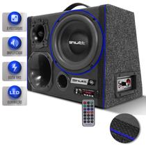 Caixa De Som Trio Amplificada 600w Subwoofer 8 Pol Shutt Bluetooth Usb Sd Led Casa Carro Completa