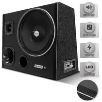 Caixa De Som Trio Amplificada Automotiva Woofer 10 Pol 700w + Driver + Corneta + Tweeter + Placa LED