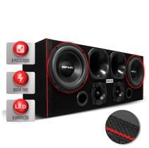 Caixa De Som Trio Automotivo 800w Shutt 2 Subwoofer Bolinha 8 Pol 2 Driver 2 Tweeter Toca Muito Led