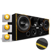 Caixa De Som Trio Automotivo 800w Shutt 2 Subwoofer Bolinha 8 Pol 2 Driver 2 Tweeter Toca Muito Led